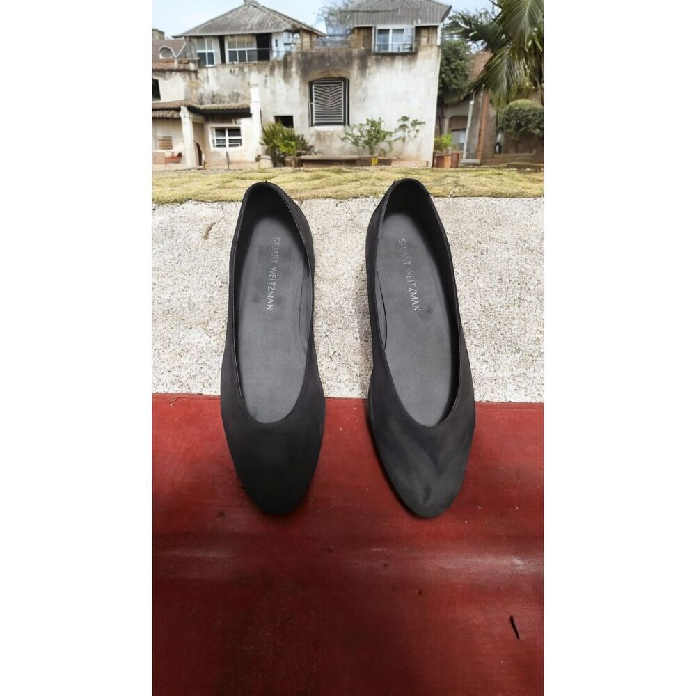 Stuart Weitzman Black Rounded Toe Comfortable Elegant Versatile Flats Womens Siz